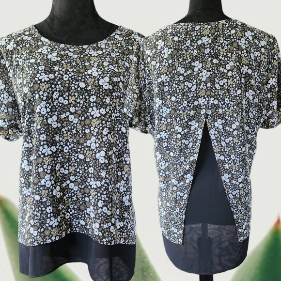 MICHAEL KORS Floral Print Split Back Blouse Size XL - Picture 1 of 6